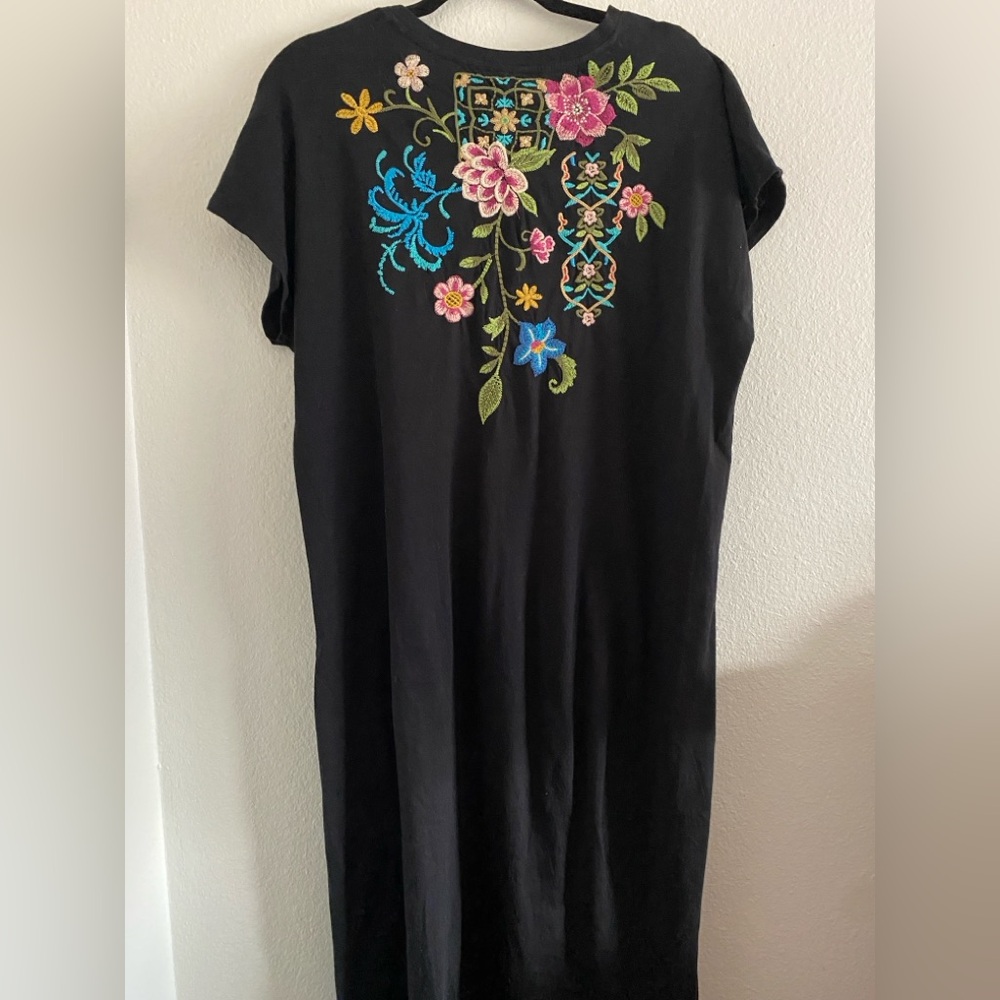 Johnny Was Maxi Dress Black Embroidered Boho S/M - Picture 5 of 7